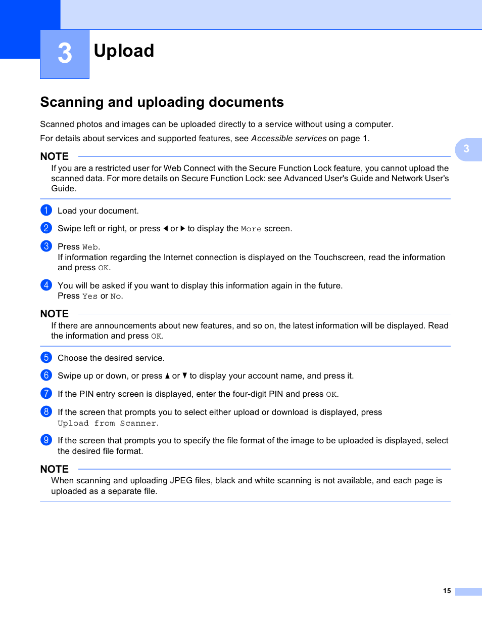 3 upload, Scanning and uploading documents, Upload | Brother MFC-9330CDW User Manual | Page 18 / 25