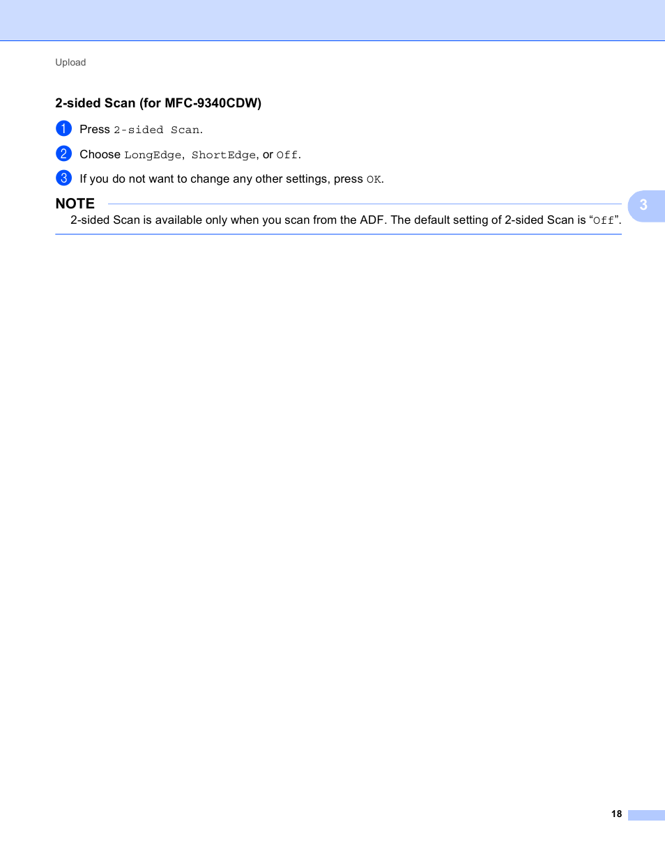 Sided scan (for mfc-9340cdw) | Brother MFC-9330CDW User Manual | Page 21 / 25