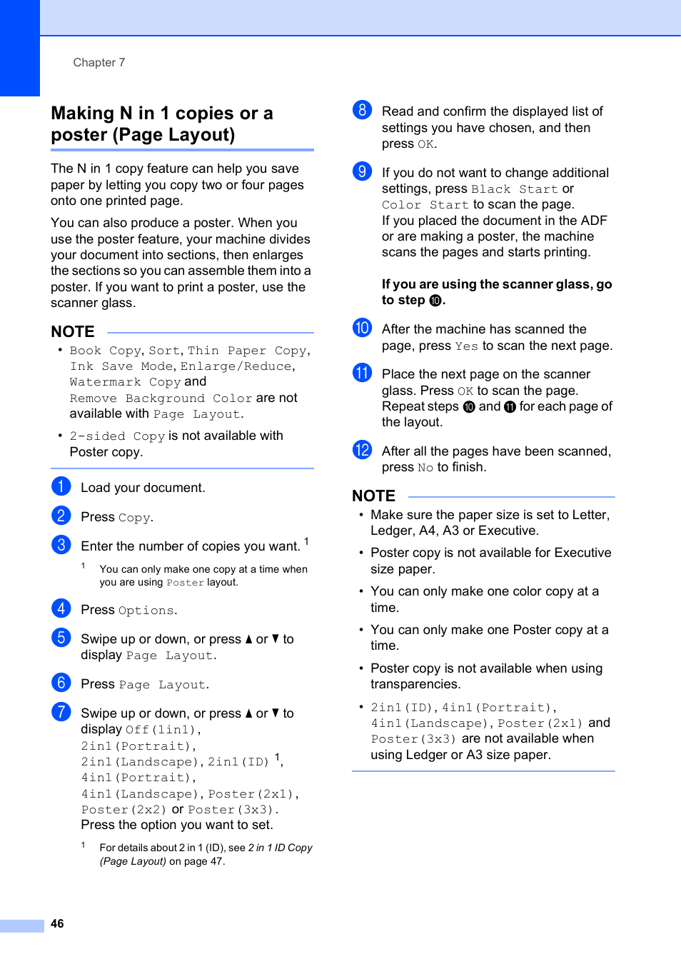 Making n in 1 copies or a poster (page layout) | Brother MFC-J4510DW User Manual | Page 52 / 99