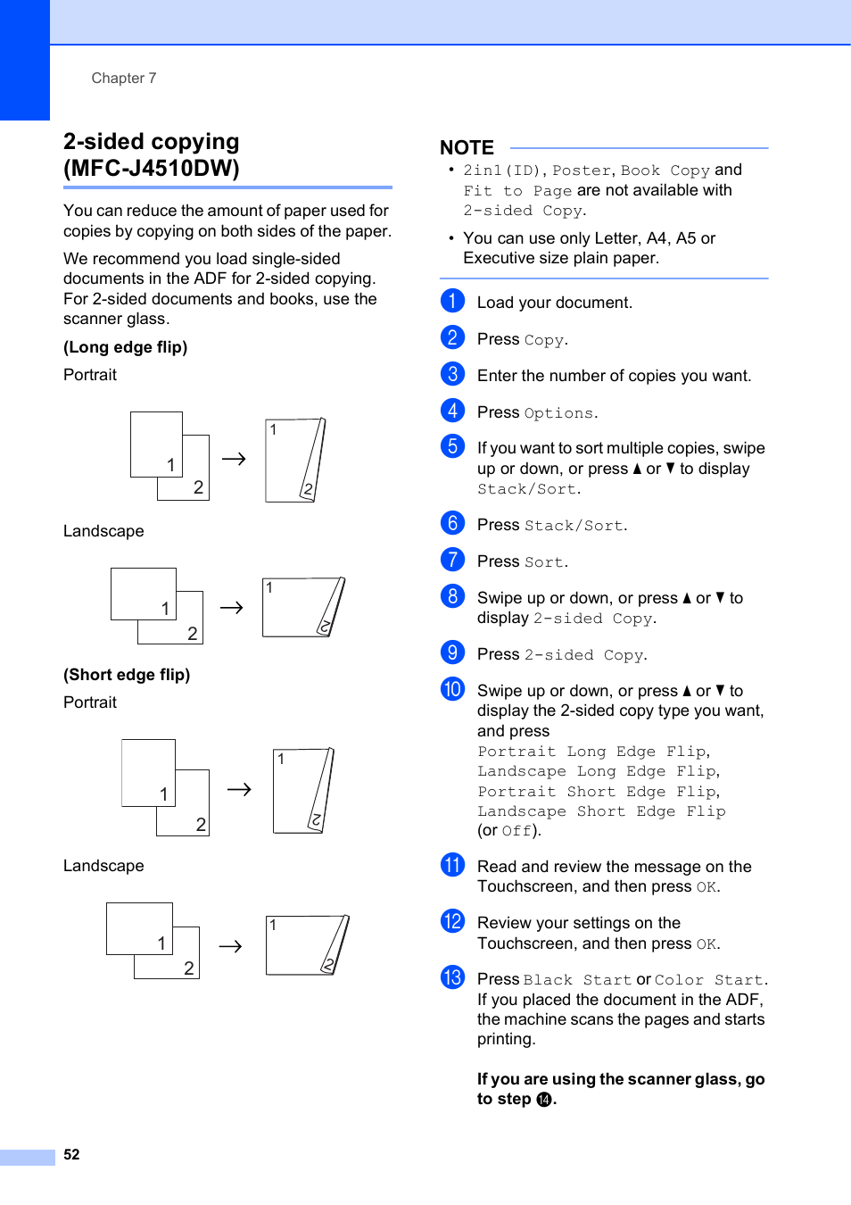 Sided copying (mfc-j4510dw) | Brother MFC-J4510DW User Manual | Page 58 / 99