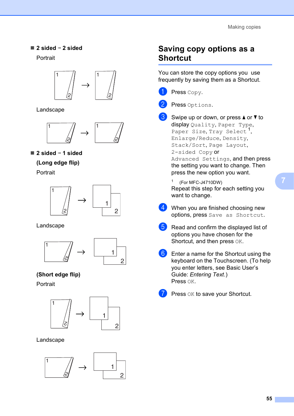 Saving copy options as a shortcut | Brother MFC-J4510DW User Manual | Page 61 / 99