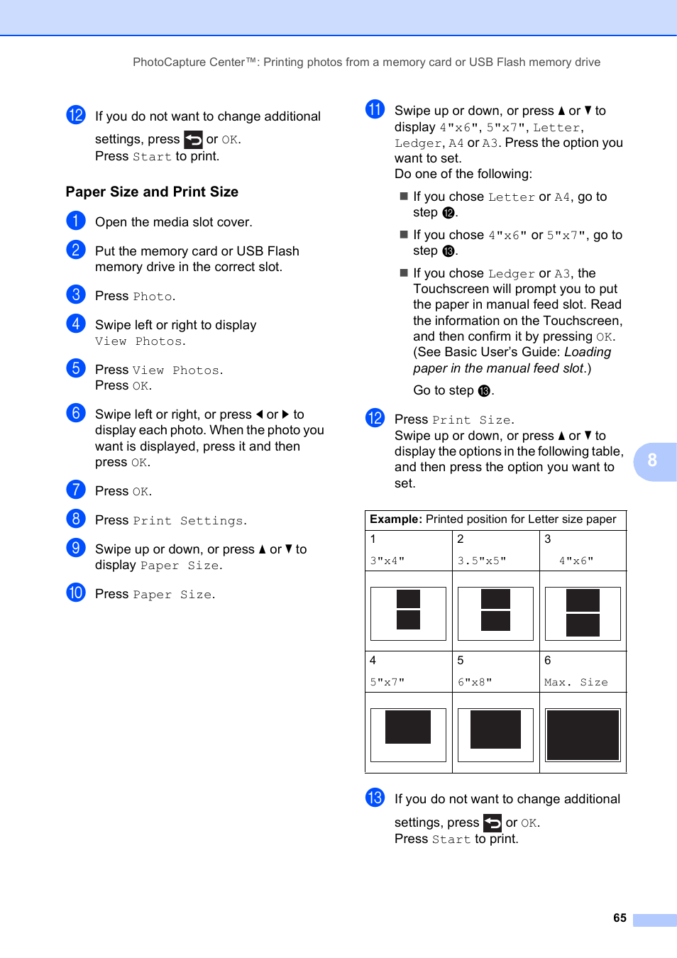 Paper size and print size | Brother MFC-J4510DW User Manual | Page 71 / 99