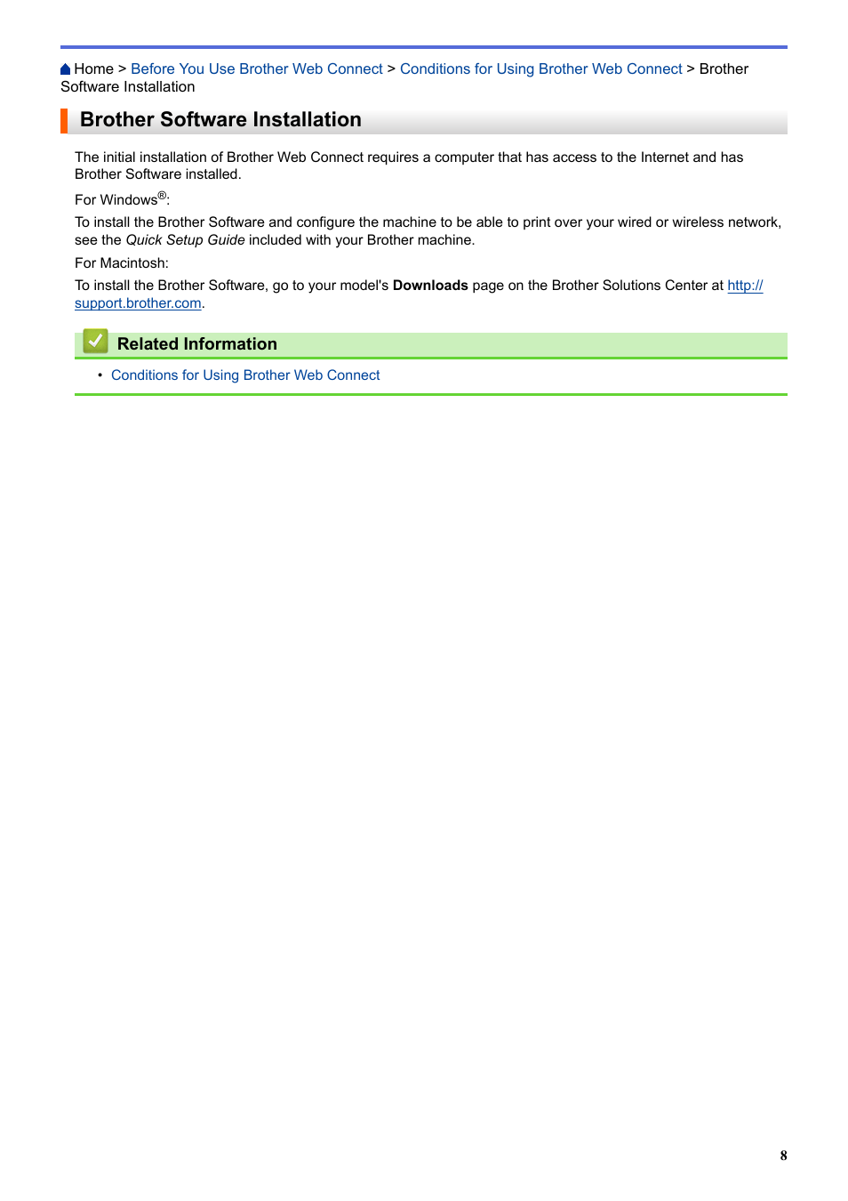 Brother software installation | Brother MFC-L8850CDW User Manual | Page 13 / 61