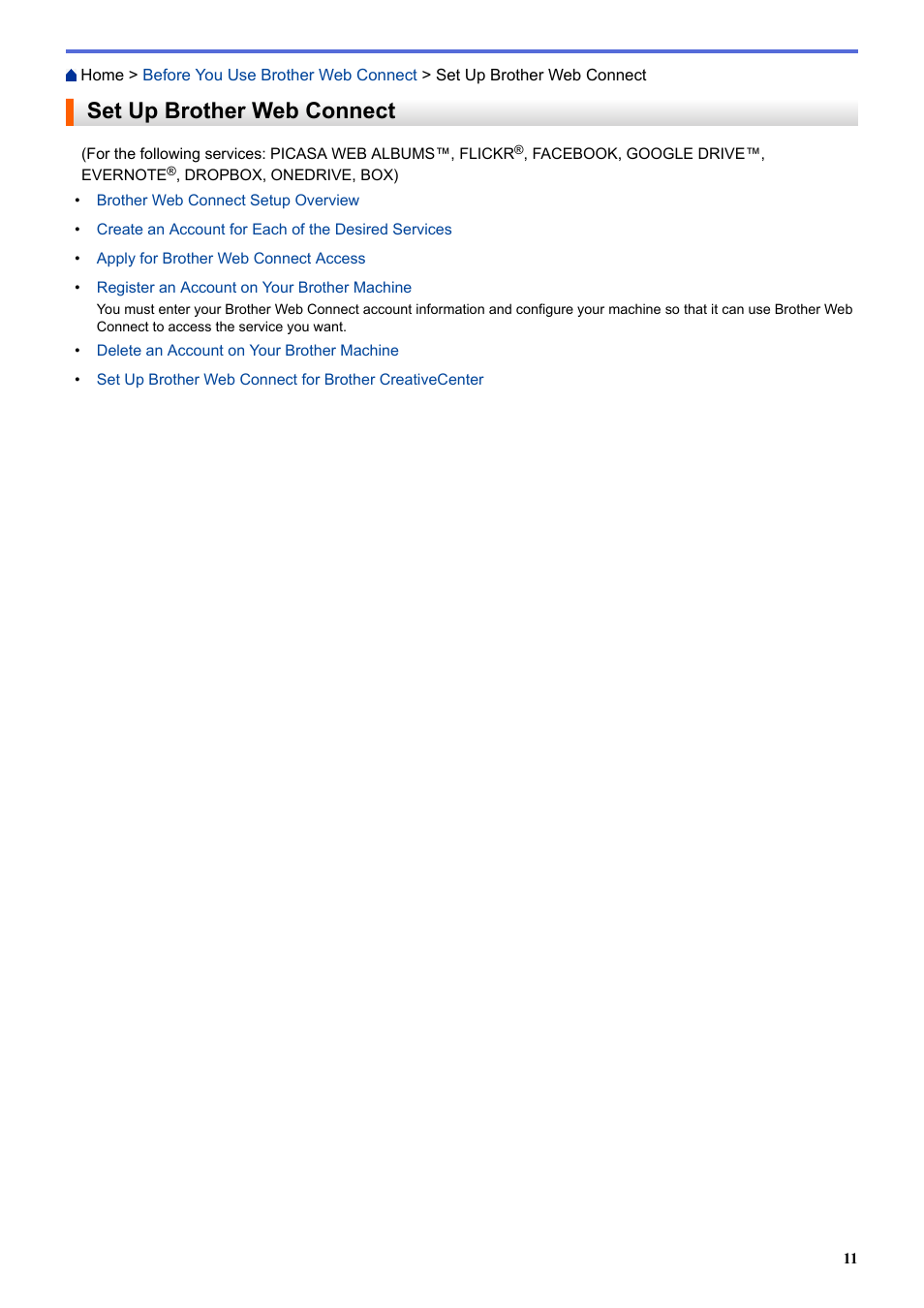 Set up brother web connect | Brother MFC-L8850CDW User Manual | Page 16 / 61