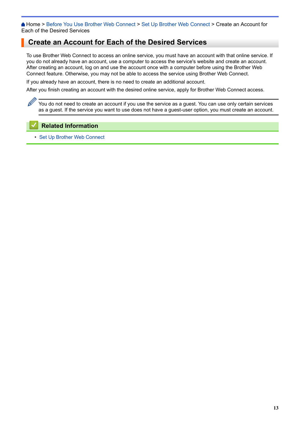 Create an account for each of the desired services | Brother MFC-L8850CDW User Manual | Page 18 / 61