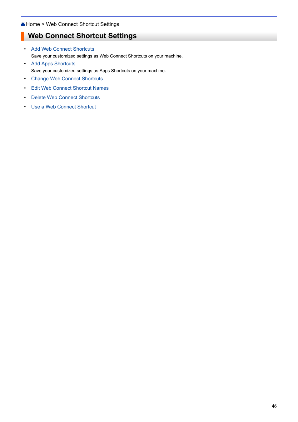 Web connect shortcut settings | Brother MFC-L8850CDW User Manual | Page 51 / 61