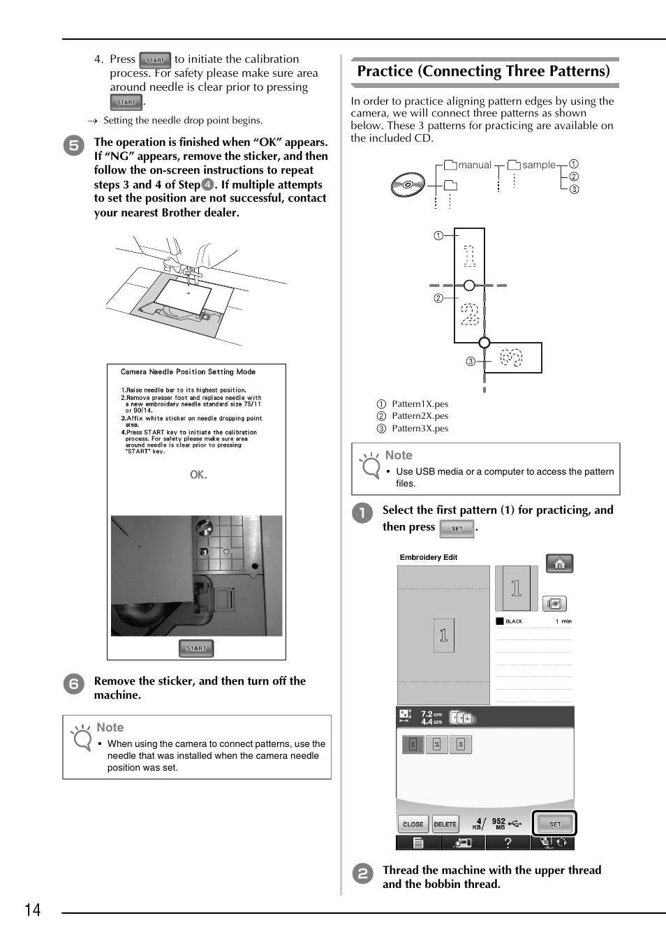 Practice (connecting three patterns) | Brother Innov-is 6000D User Manual | Page 15 / 37