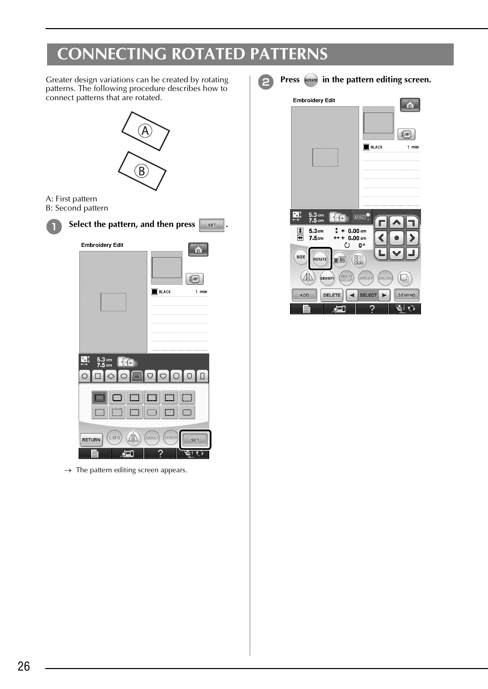Connecting rotated patterns | Brother Innov-is 6000D User Manual | Page 27 / 37