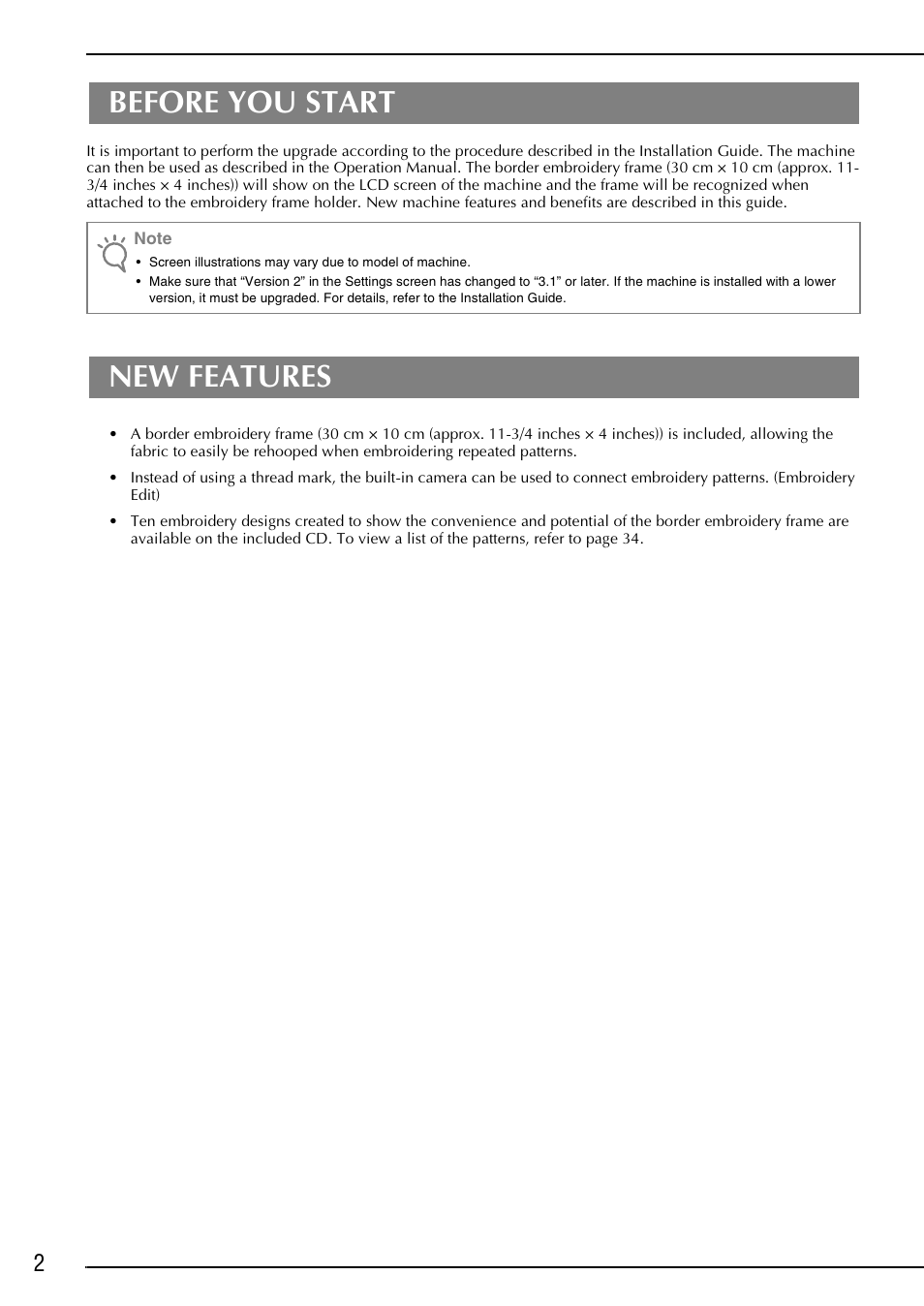 Before you start, New features, Before you start new features | Brother Innov-is 6000D User Manual | Page 3 / 37