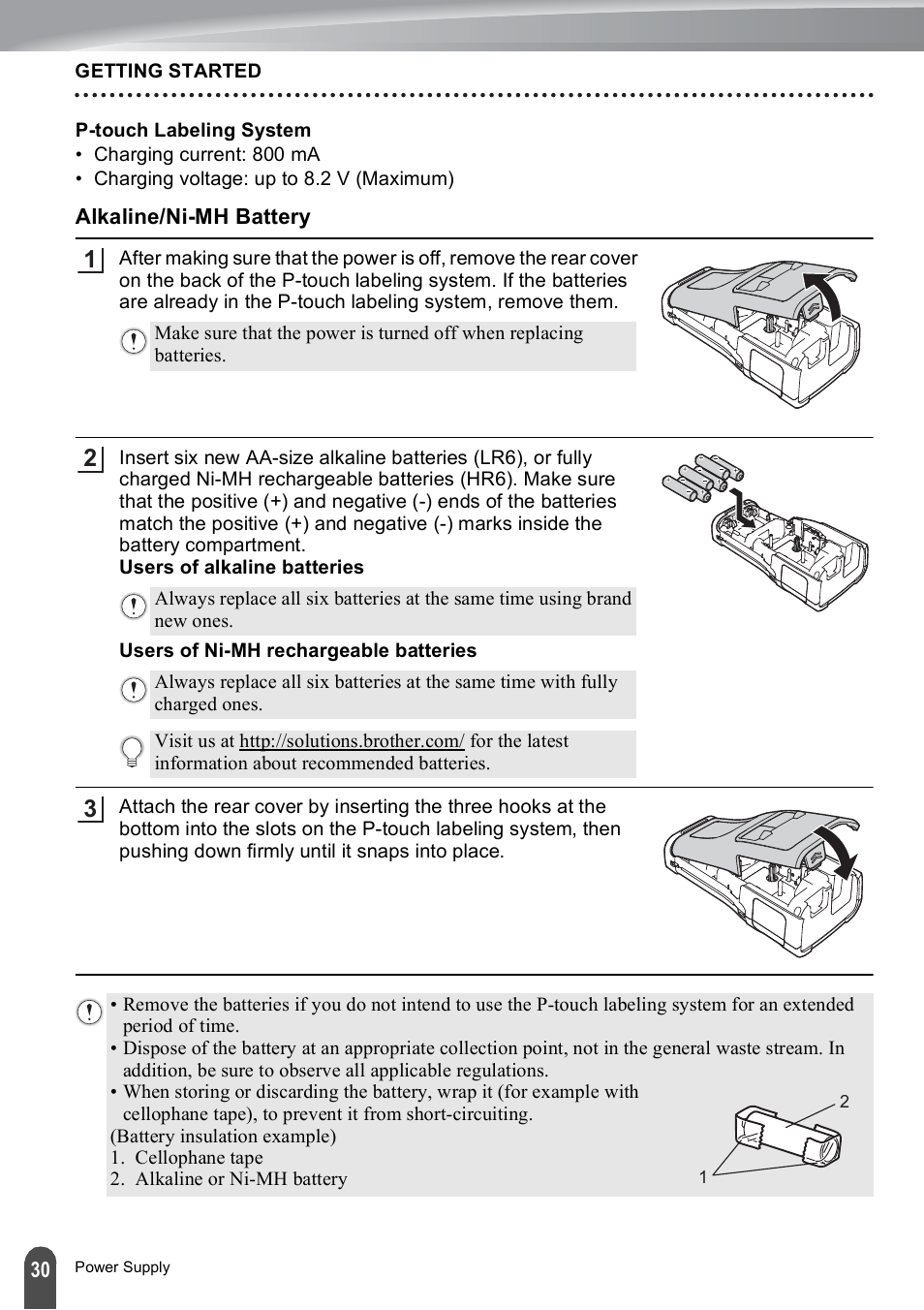 Alkaline/ni-mh battery | Brother PT-E550W User Manual | Page 30 / 50