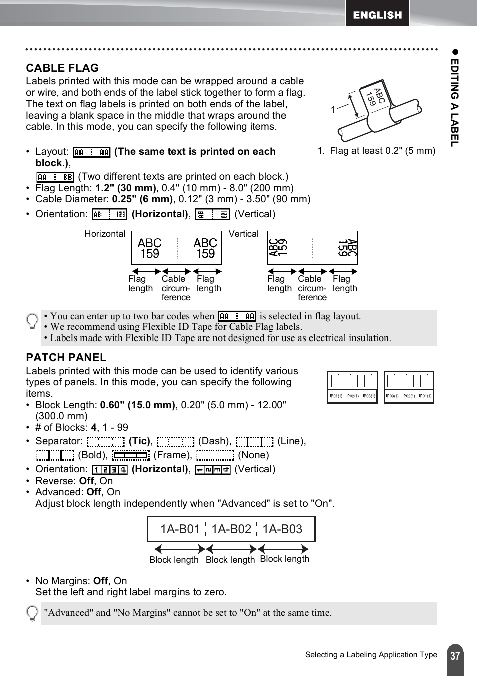 Cable flag, Patch panel | Brother PT-E550W User Manual | Page 37 / 50