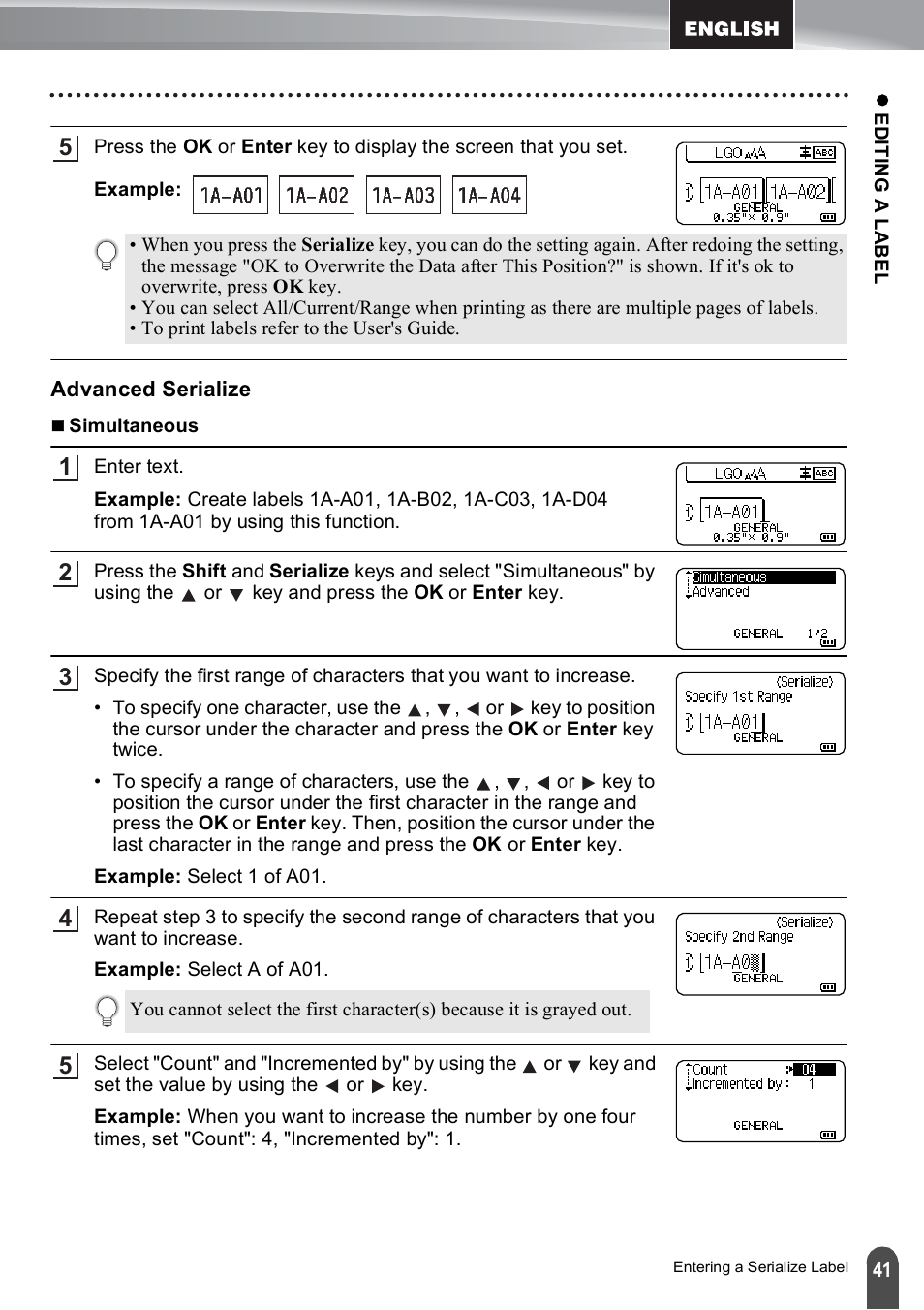 Advanced serialize | Brother PT-E550W User Manual | Page 41 / 50