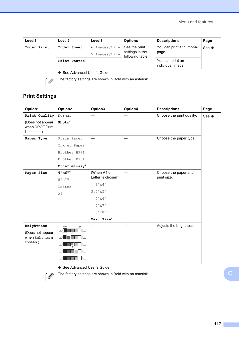 Print settings | Brother MFC-J835DW User Manual | Page 131 / 154