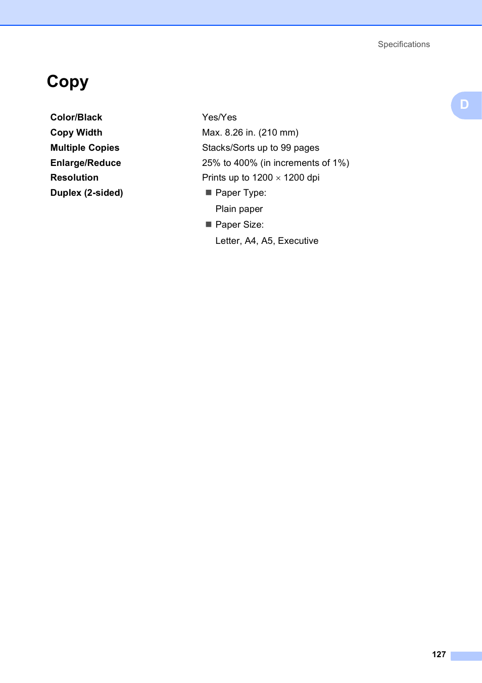 Copy | Brother MFC-J835DW User Manual | Page 141 / 154