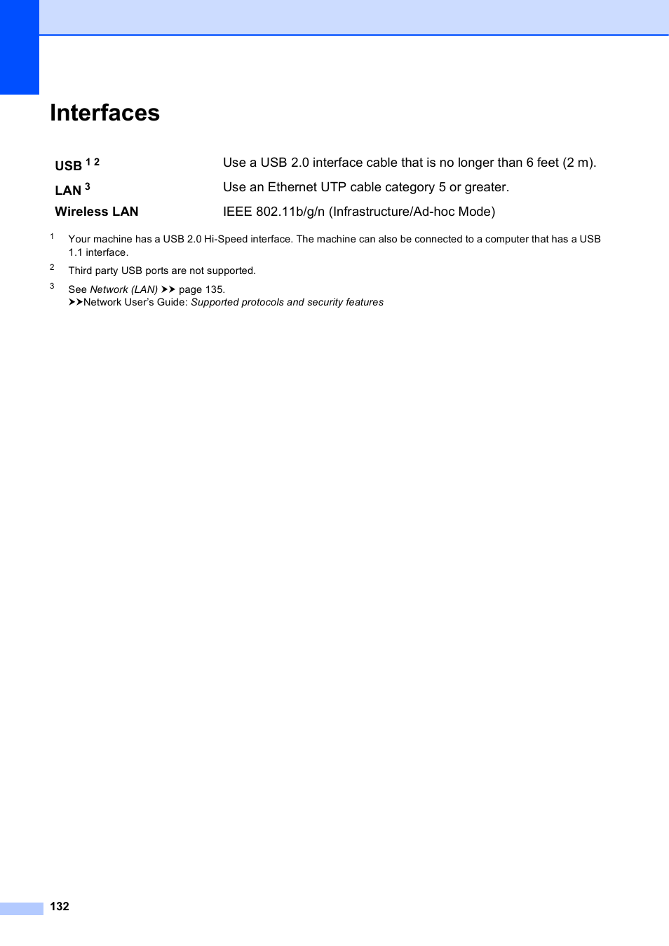 Interfaces | Brother MFC-J835DW User Manual | Page 146 / 154