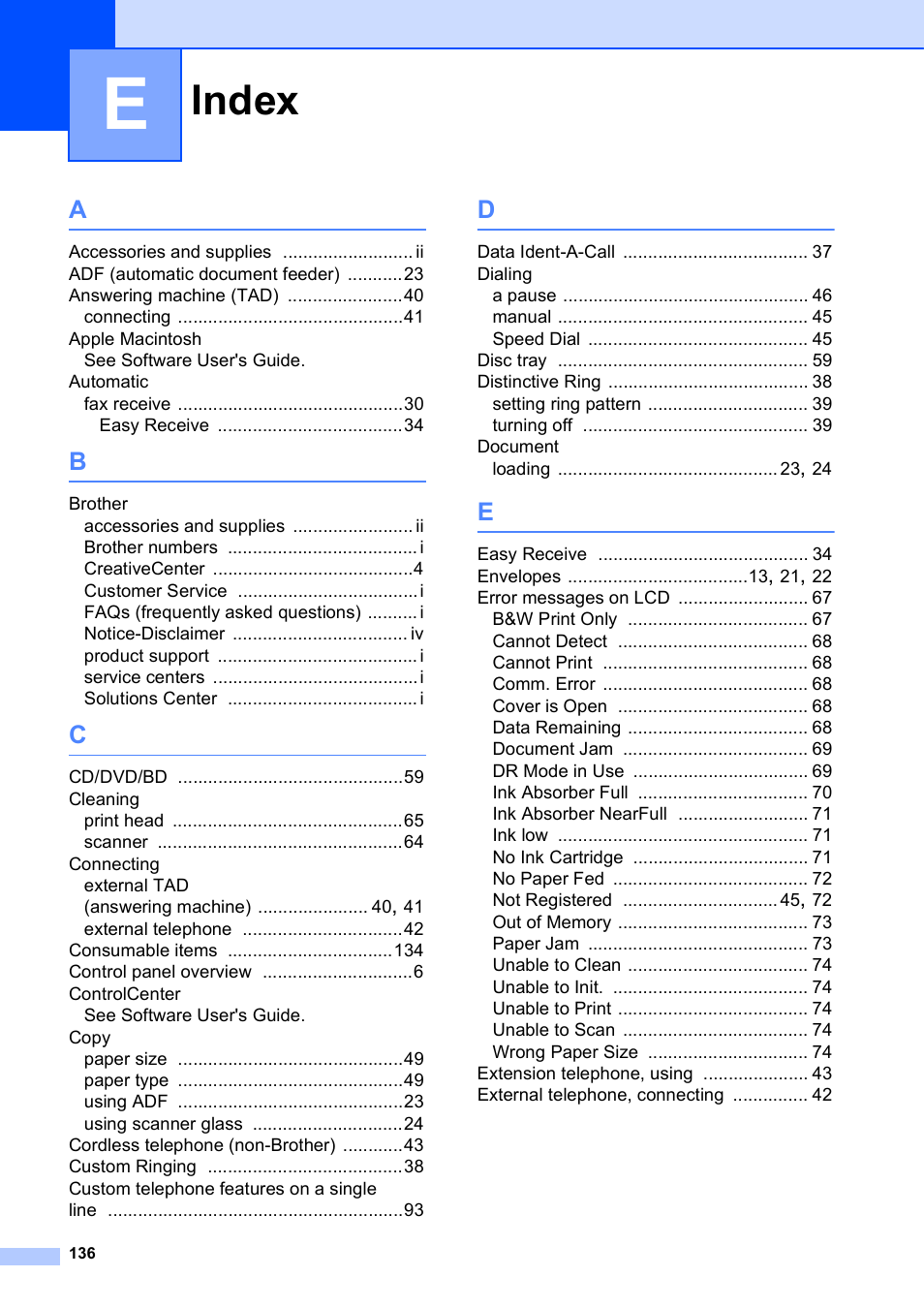 Index | Brother MFC-J835DW User Manual | Page 150 / 154