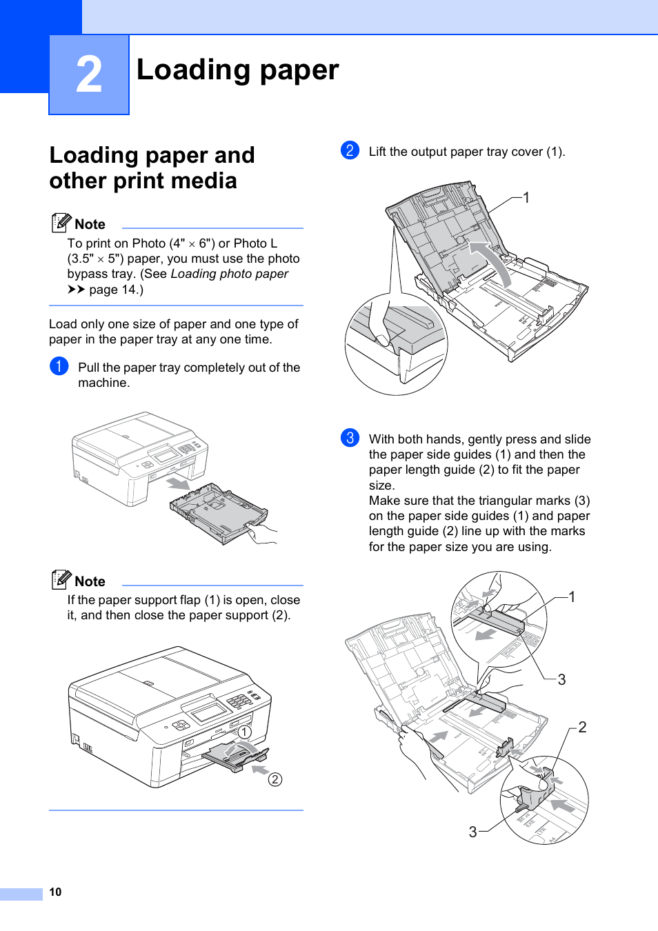 2 loading paper, Loading paper and other print media, Loading paper | Brother MFC-J835DW User Manual | Page 24 / 154