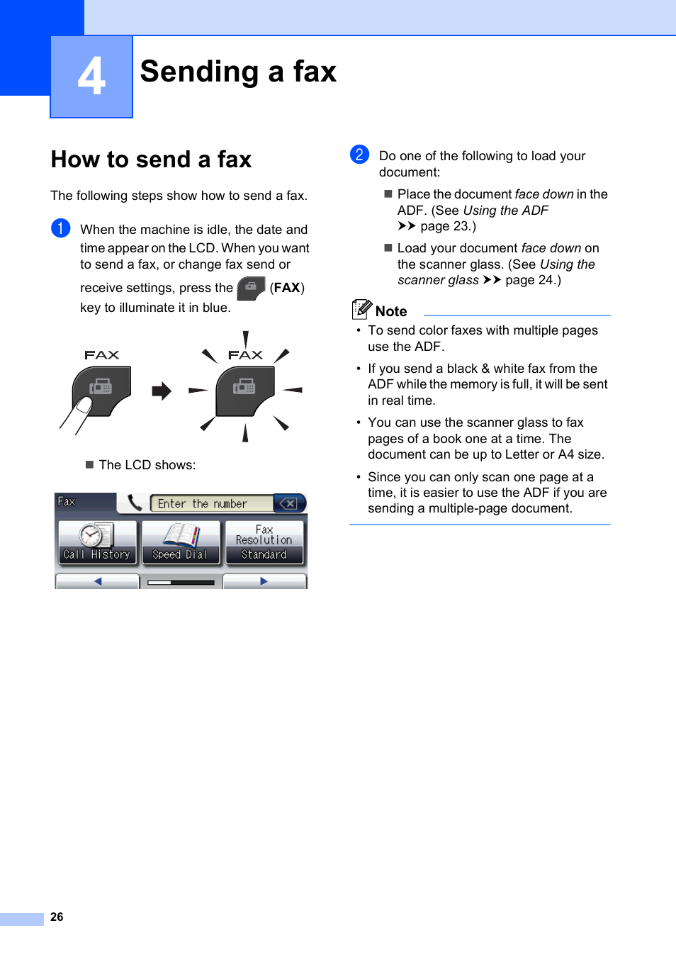 4 sending a fax, How to send a fax, Sending a fax | Brother MFC-J835DW User Manual | Page 40 / 154