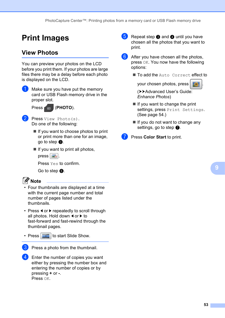 Print images, View photos | Brother MFC-J835DW User Manual | Page 67 / 154