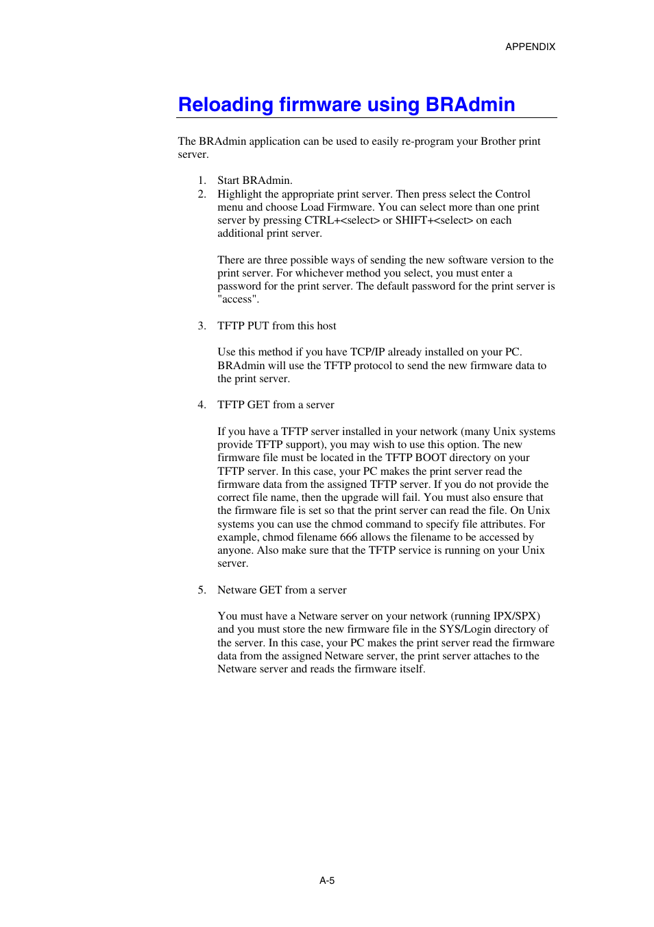 Reloading firmware using bradmin | Brother HL-1870N User Manual | Page 144 / 149