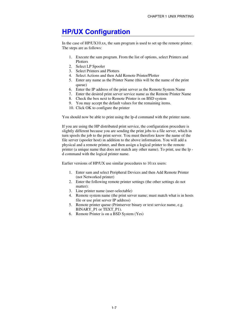 Hp/ux configuration | Brother HL-1870N User Manual | Page 23 / 149