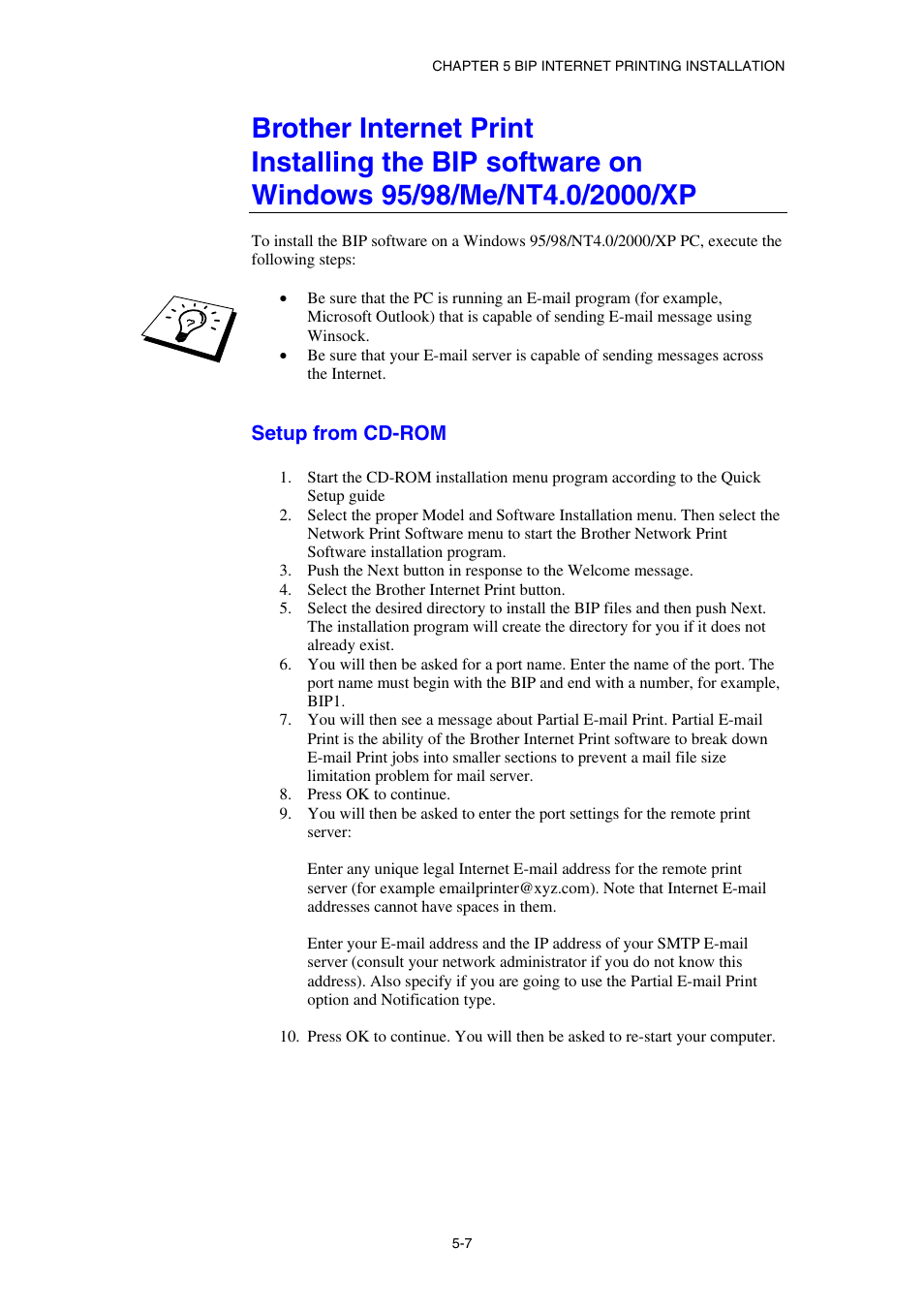 Setup from cd-rom | Brother HL-1870N User Manual | Page 60 / 149