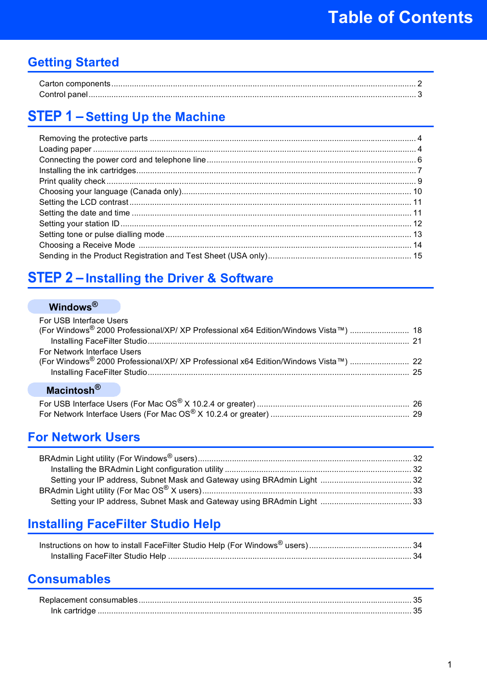 Brother MFC-465CN User Manual | Page 3 / 39