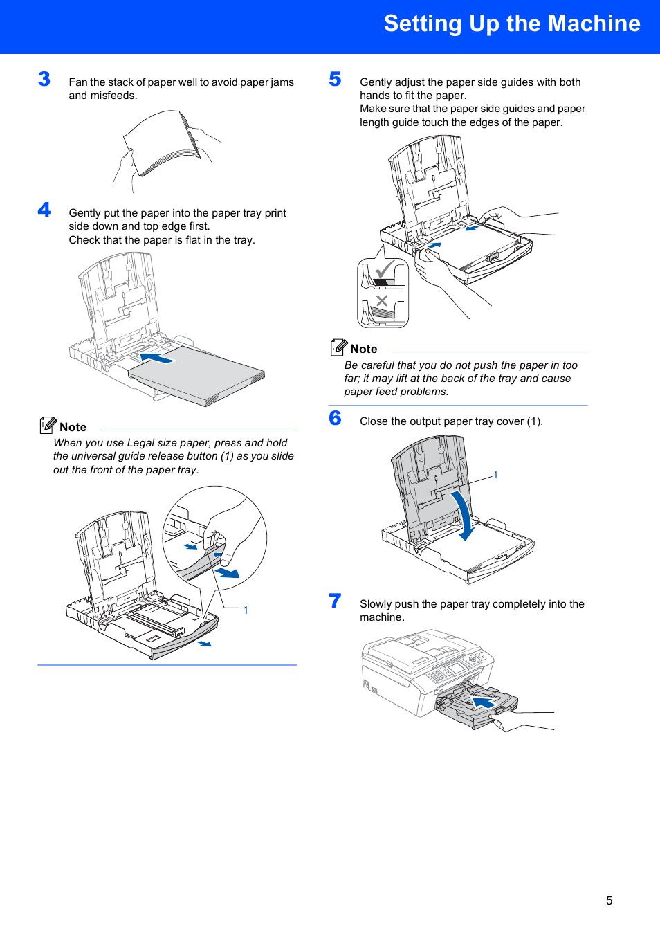Setting up the machine | Brother MFC-465CN User Manual | Page 7 / 39