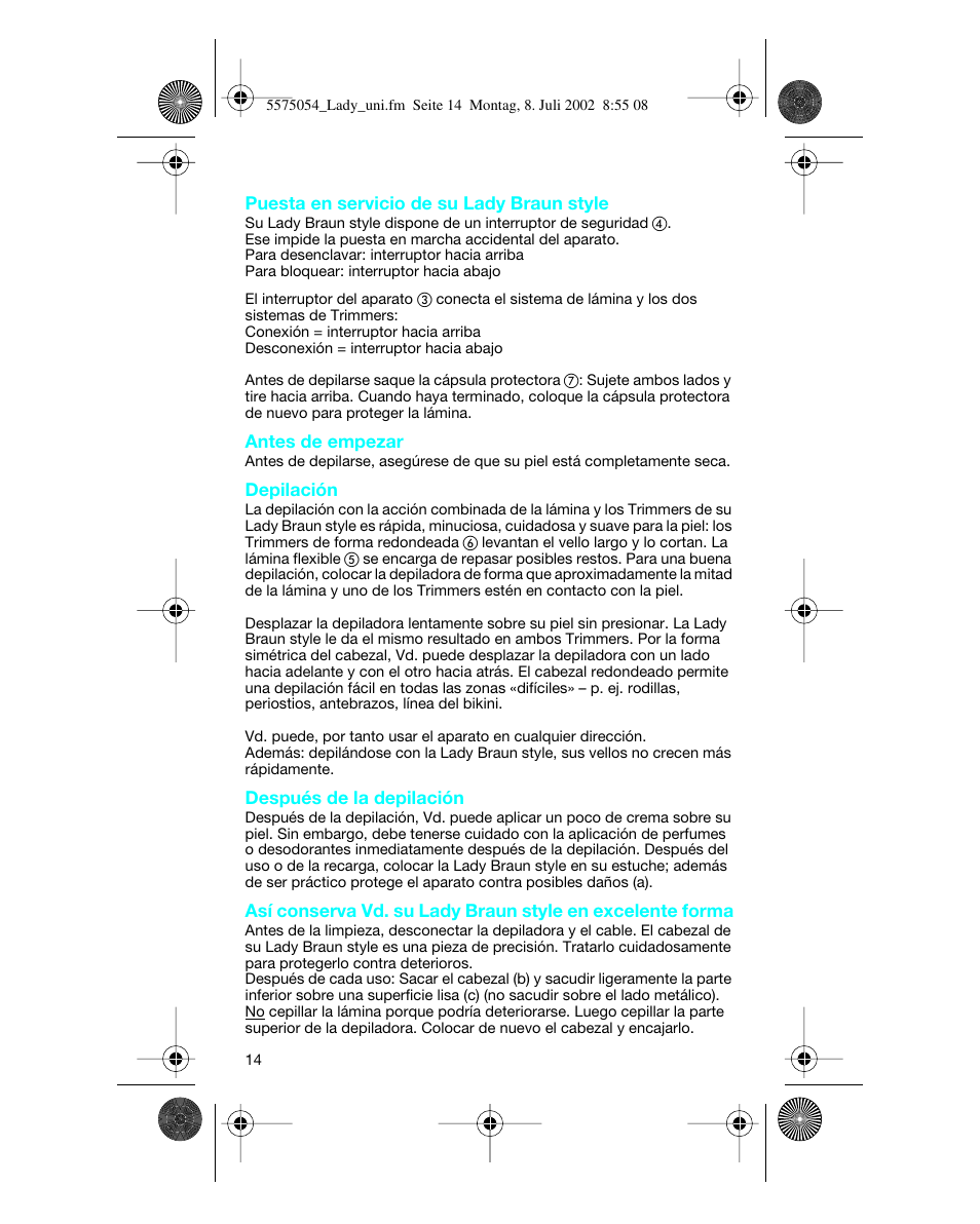 Braun Lady Style universal User Manual | Page 14 / 47