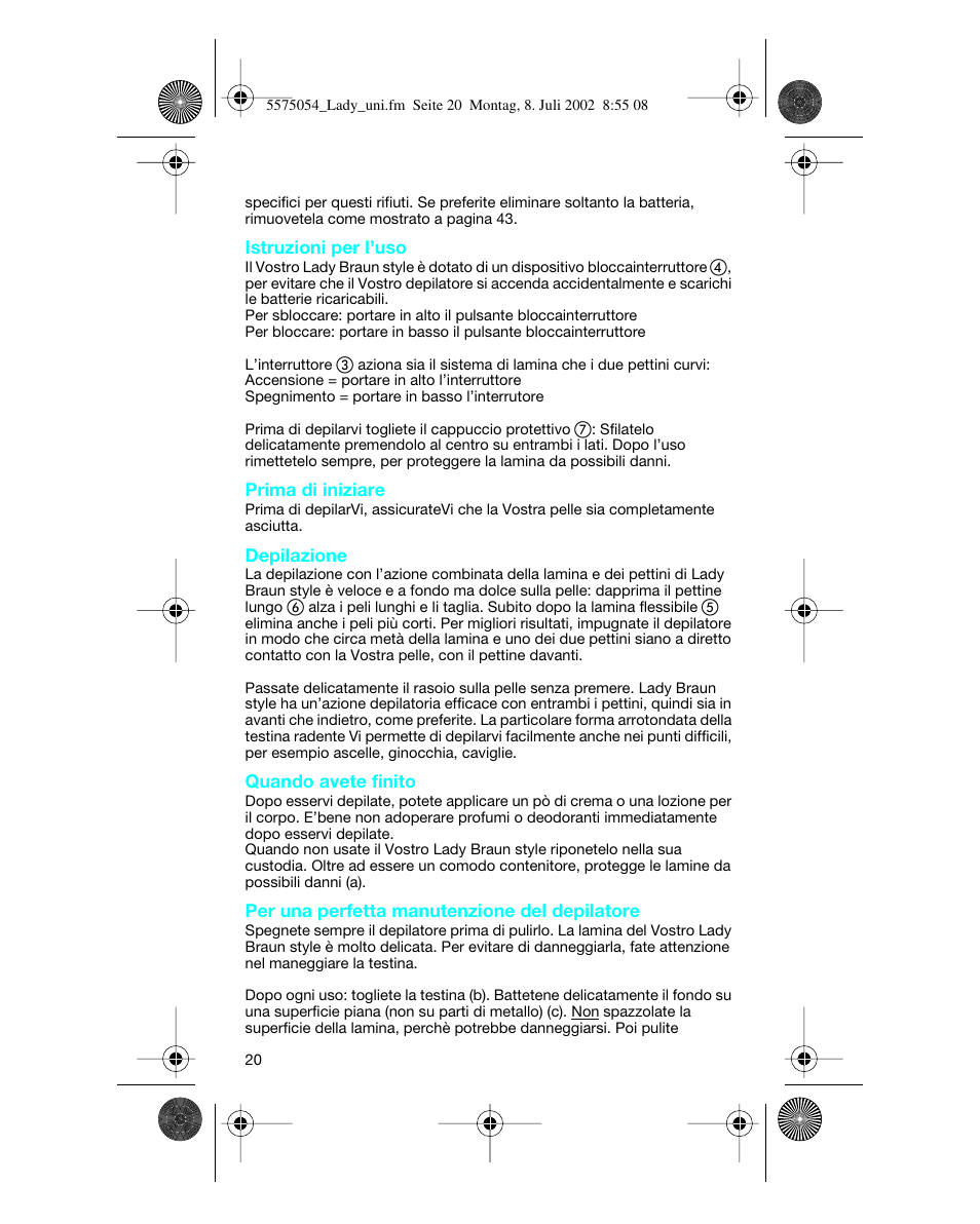 Braun Lady Style universal User Manual | Page 20 / 47