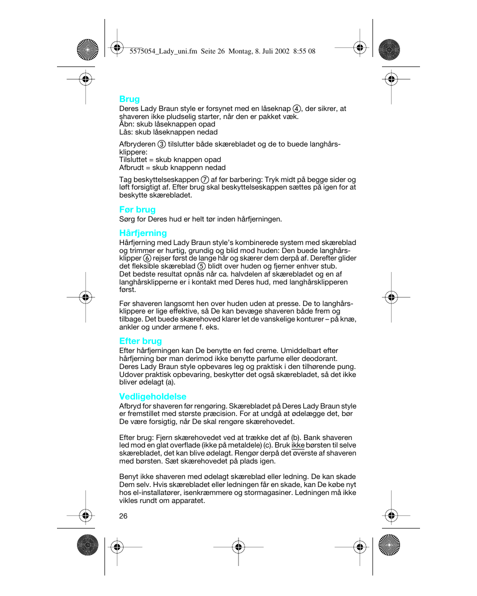 Braun Lady Style universal User Manual | Page 26 / 47