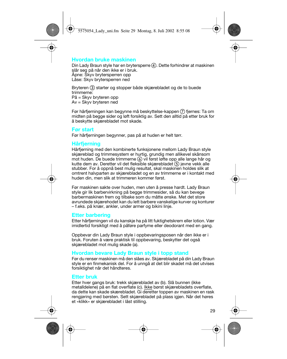 Braun Lady Style universal User Manual | Page 29 / 47