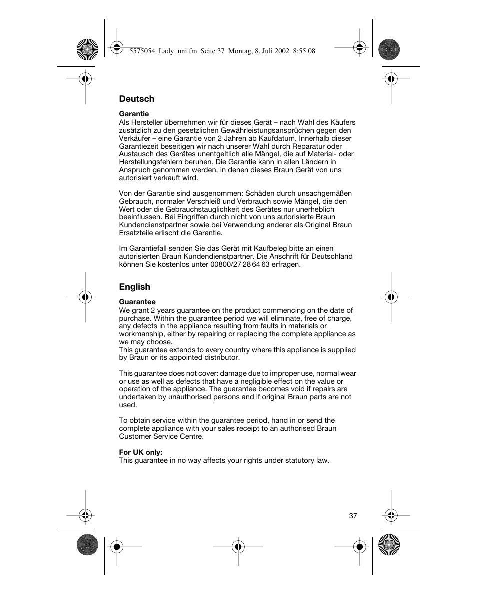 Braun Lady Style universal User Manual | Page 37 / 47