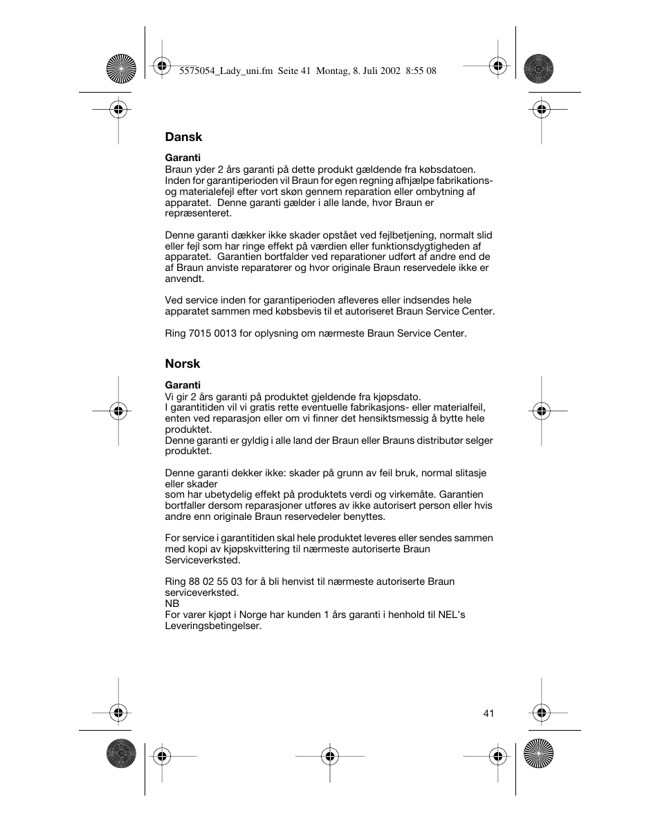 Braun Lady Style universal User Manual | Page 41 / 47