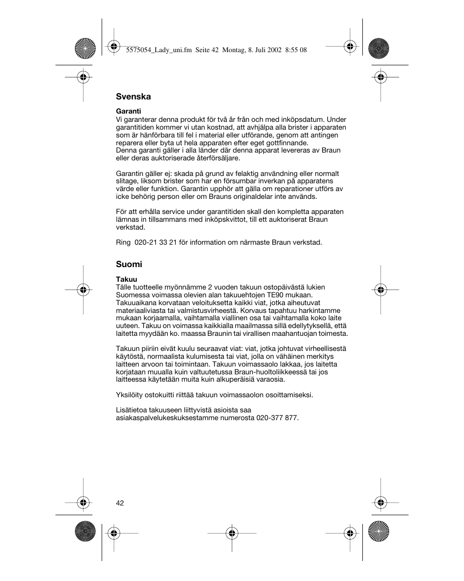 Braun Lady Style universal User Manual | Page 42 / 47