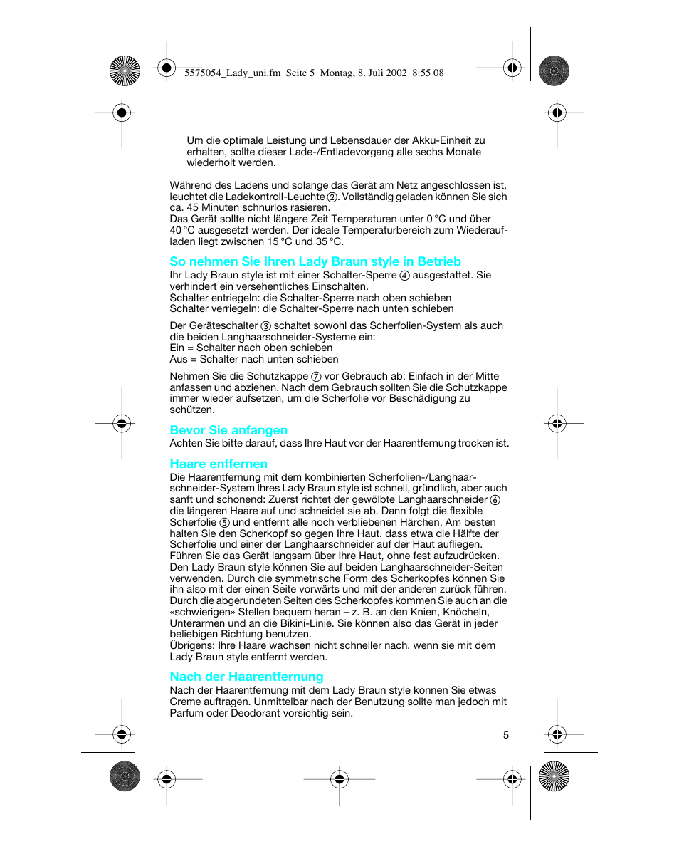 Braun Lady Style universal User Manual | Page 5 / 47