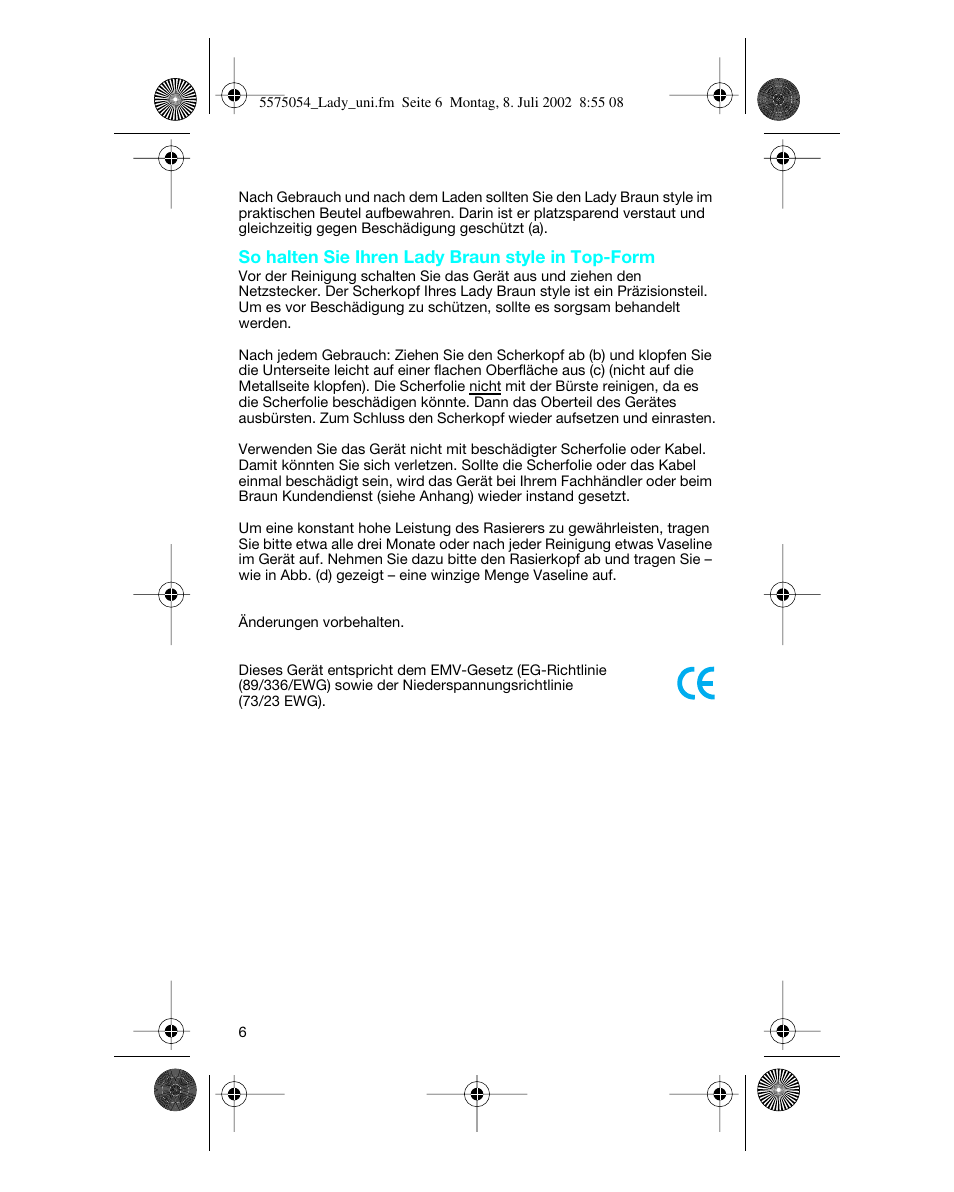 Braun Lady Style universal User Manual | Page 6 / 47