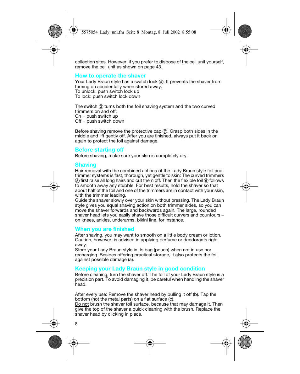 Braun Lady Style universal User Manual | Page 8 / 47