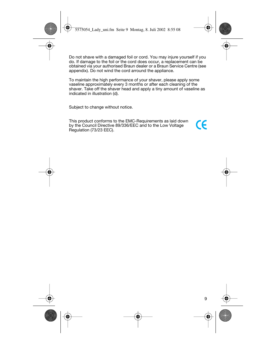 Braun Lady Style universal User Manual | Page 9 / 47