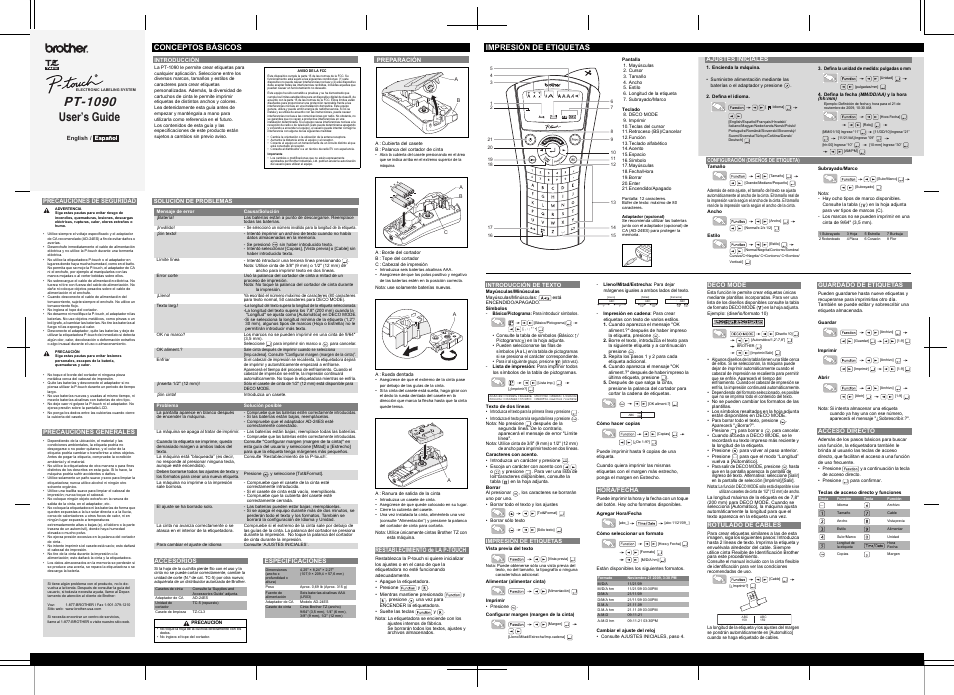 Pt-1090, User’s guide | Brother PT-1090 User Manual | Page 2 / 2