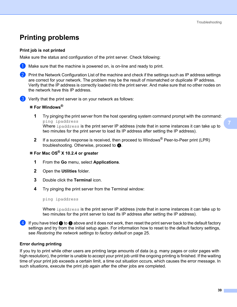 Printing problems | Brother MFC-465CN User Manual | Page 46 / 58