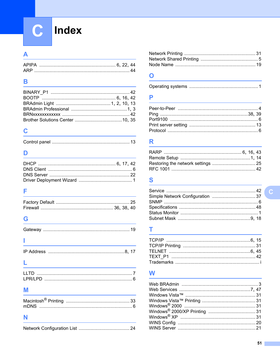 Index | Brother MFC-465CN User Manual | Page 58 / 58