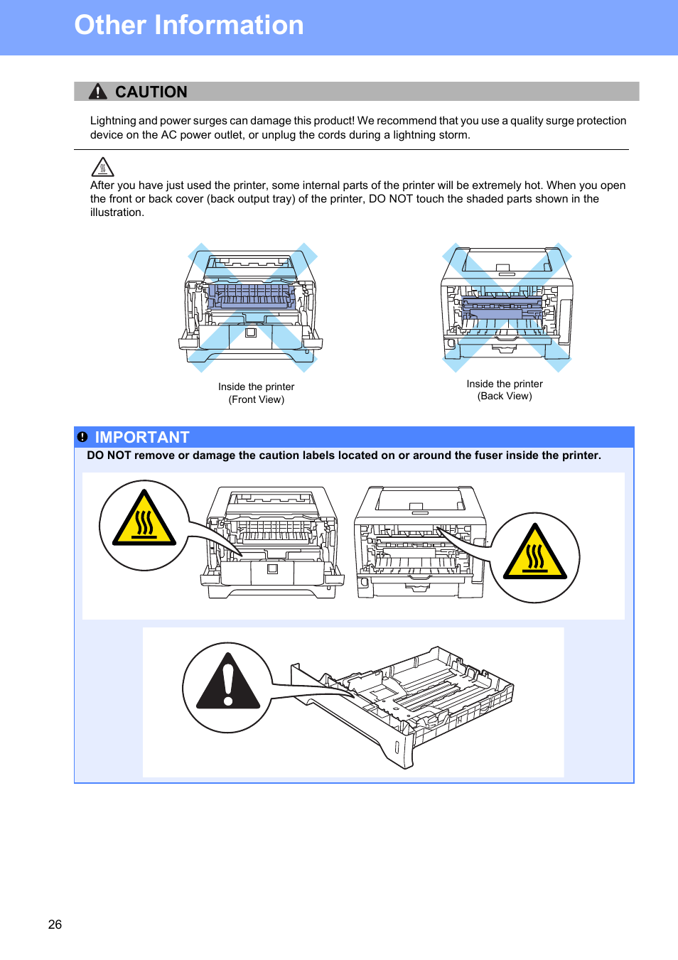 Other information, Caution, Important | Brother HL-5350DN User Manual | Page 26 / 35