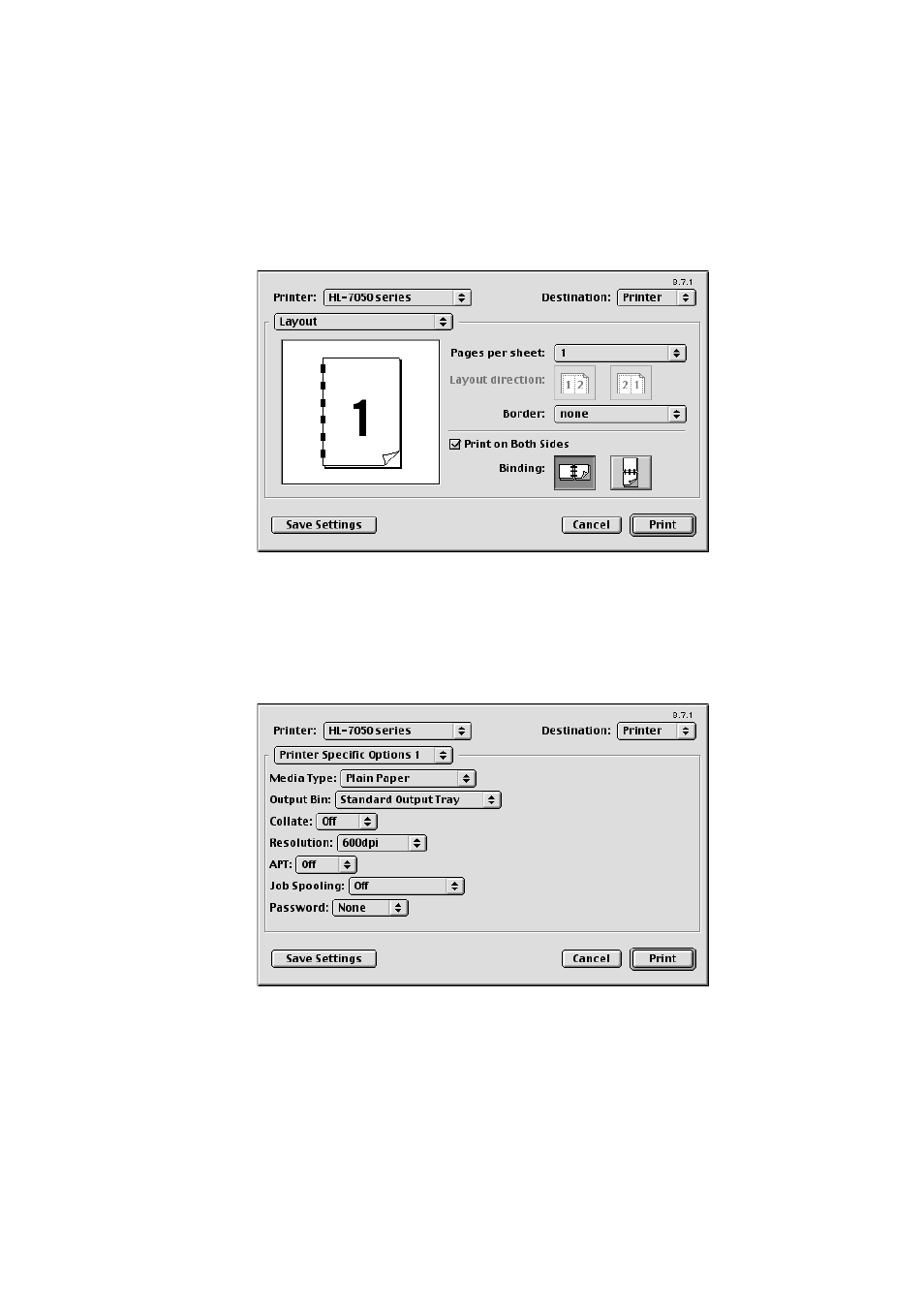 Layout, Specific options, Layout -16 specific options -16 | Brother HL-7050N User Manual | Page 76 / 253