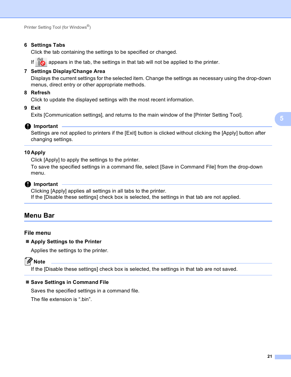 Menu bar, File menu | Brother PT-P750W User Manual | Page 26 / 59