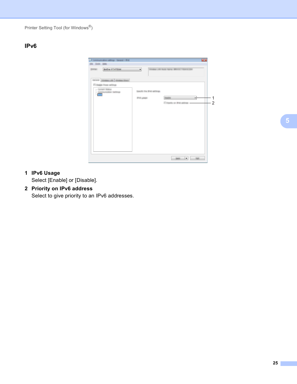 Ipv6 | Brother PT-P750W User Manual | Page 30 / 59