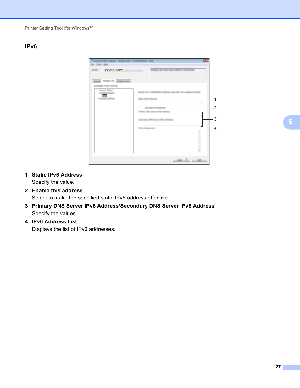 Ipv6 | Brother PT-P750W User Manual | Page 32 / 59