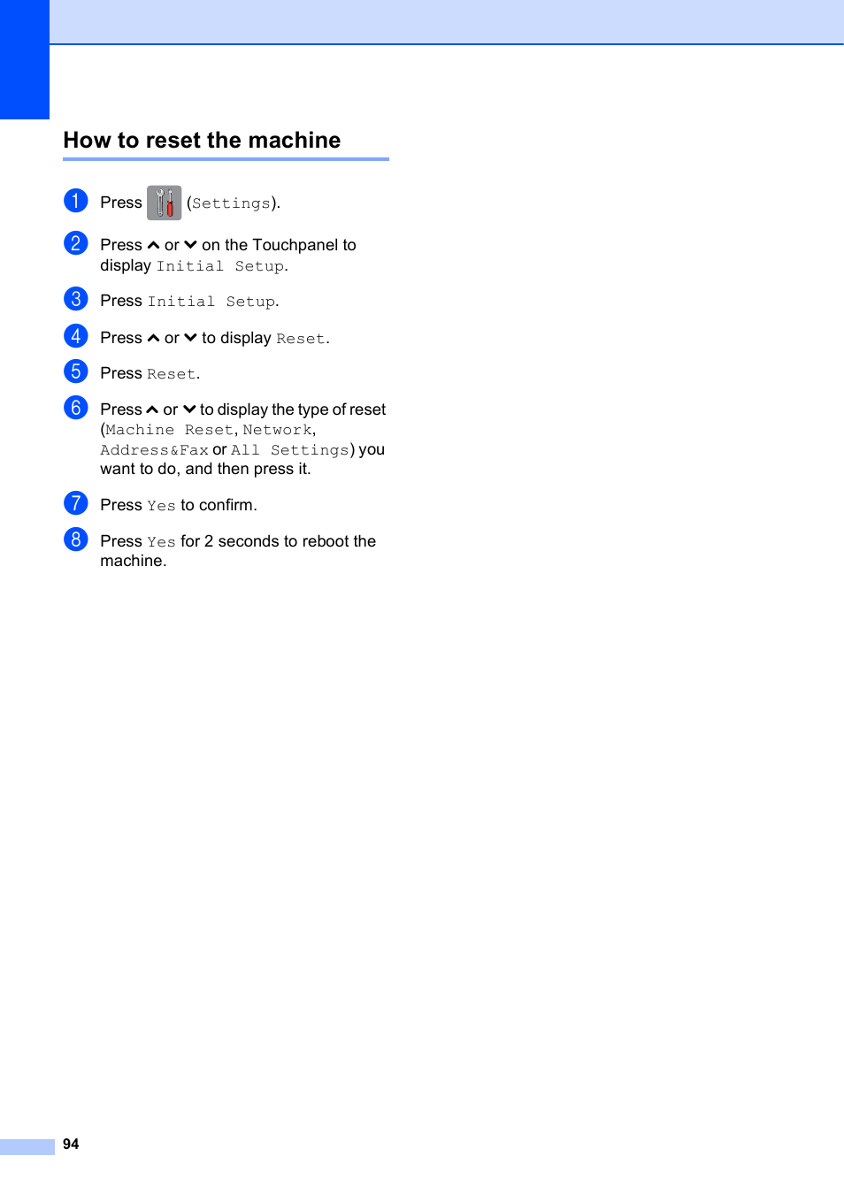 How to reset the machine | Brother MFC-J285DW User Manual | Page 108 / 143