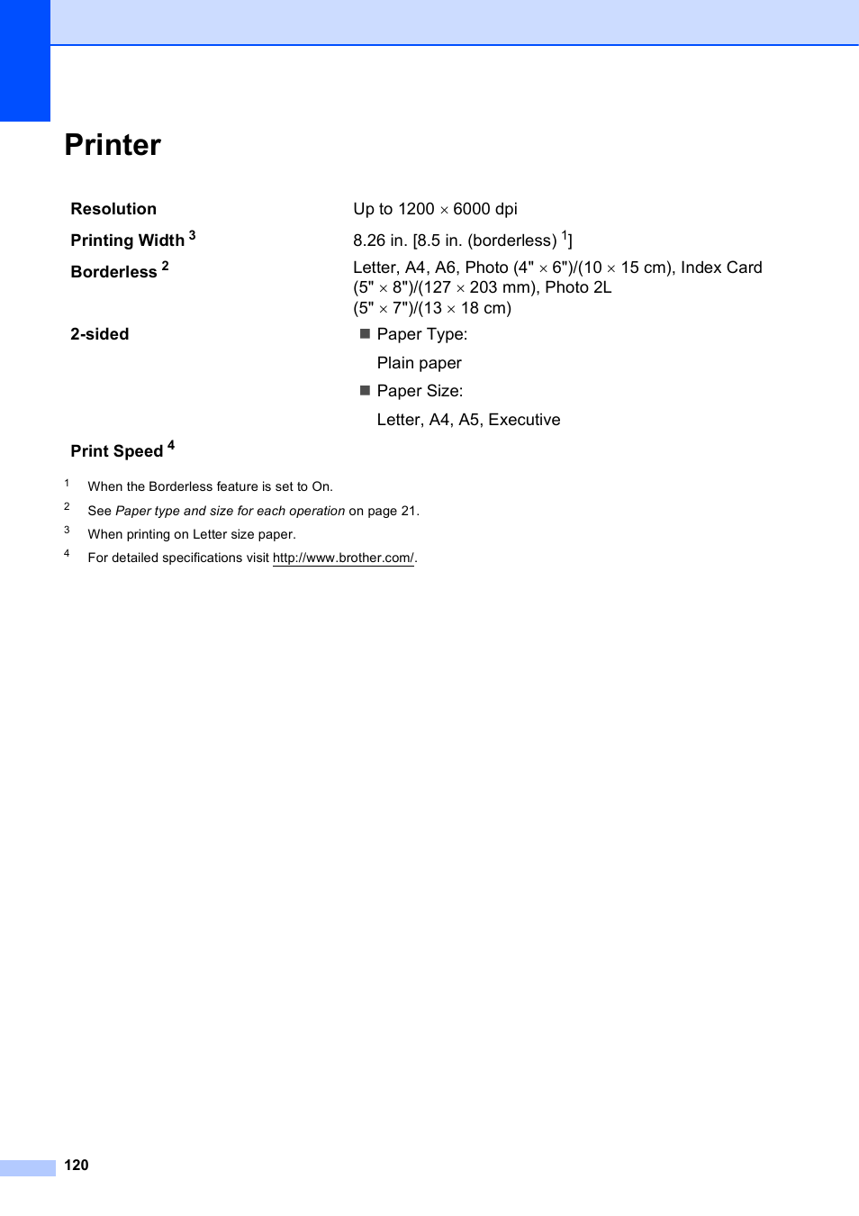 Printer | Brother MFC-J285DW User Manual | Page 134 / 143