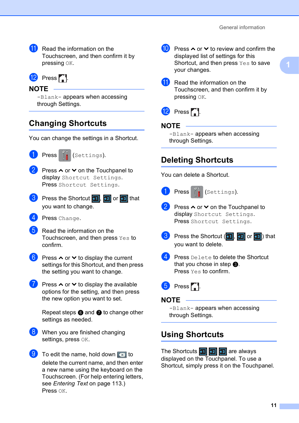 Changing shortcuts, Deleting shortcuts, Using shortcuts | Brother MFC-J285DW User Manual | Page 25 / 143